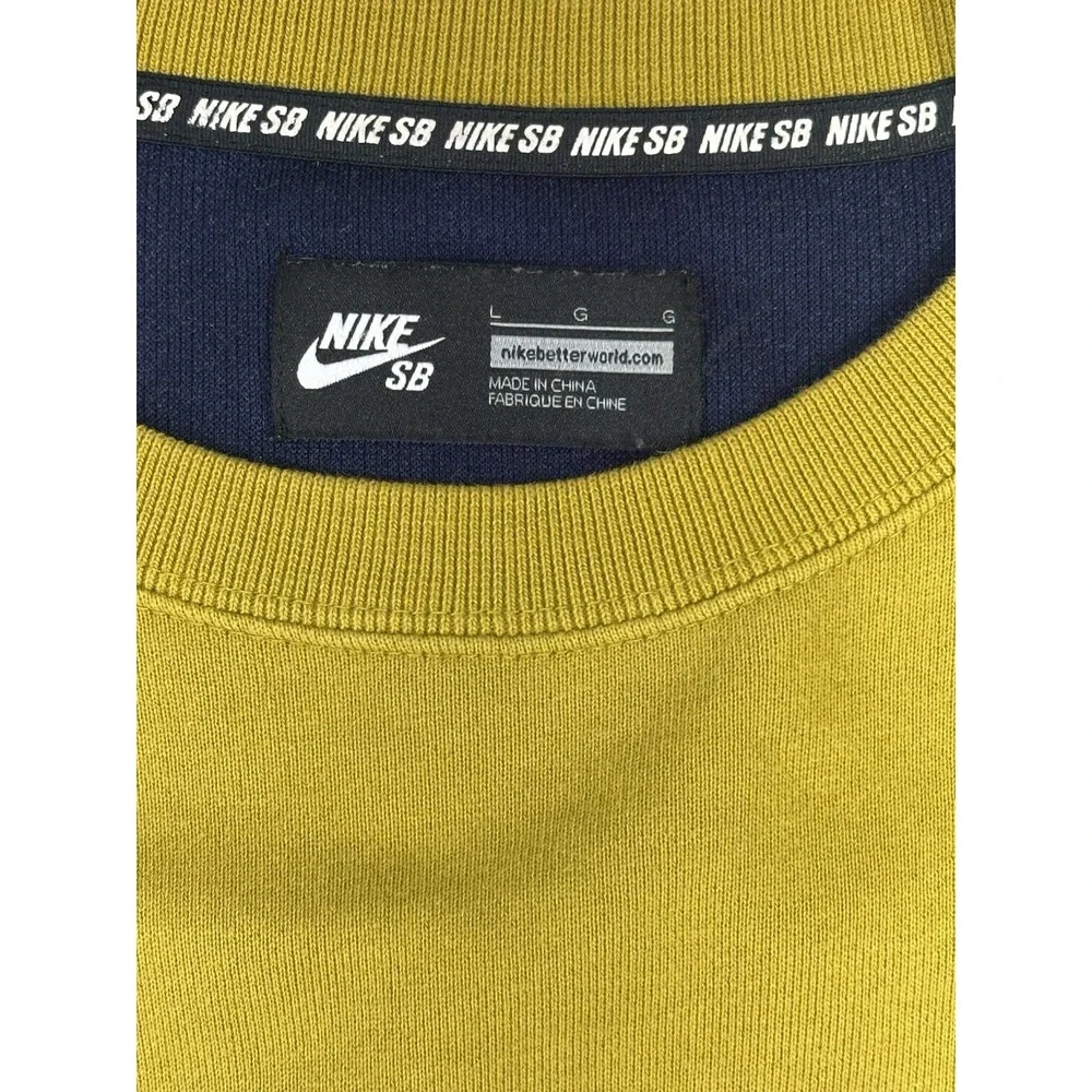 Nike‎ SB Crewneck Sweatshirt Mustard Yellow Pullover Skateboarding Men's Large